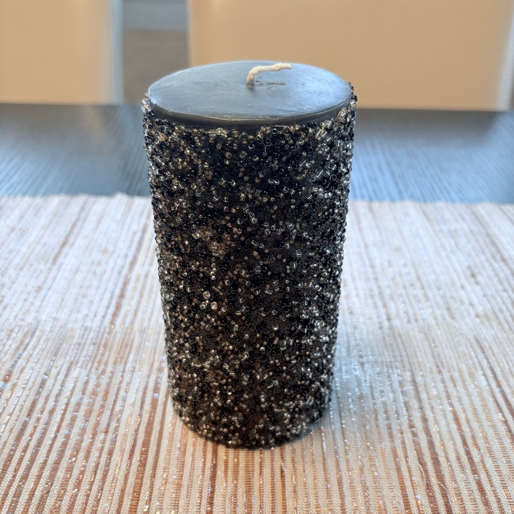 Black Beaded Candle